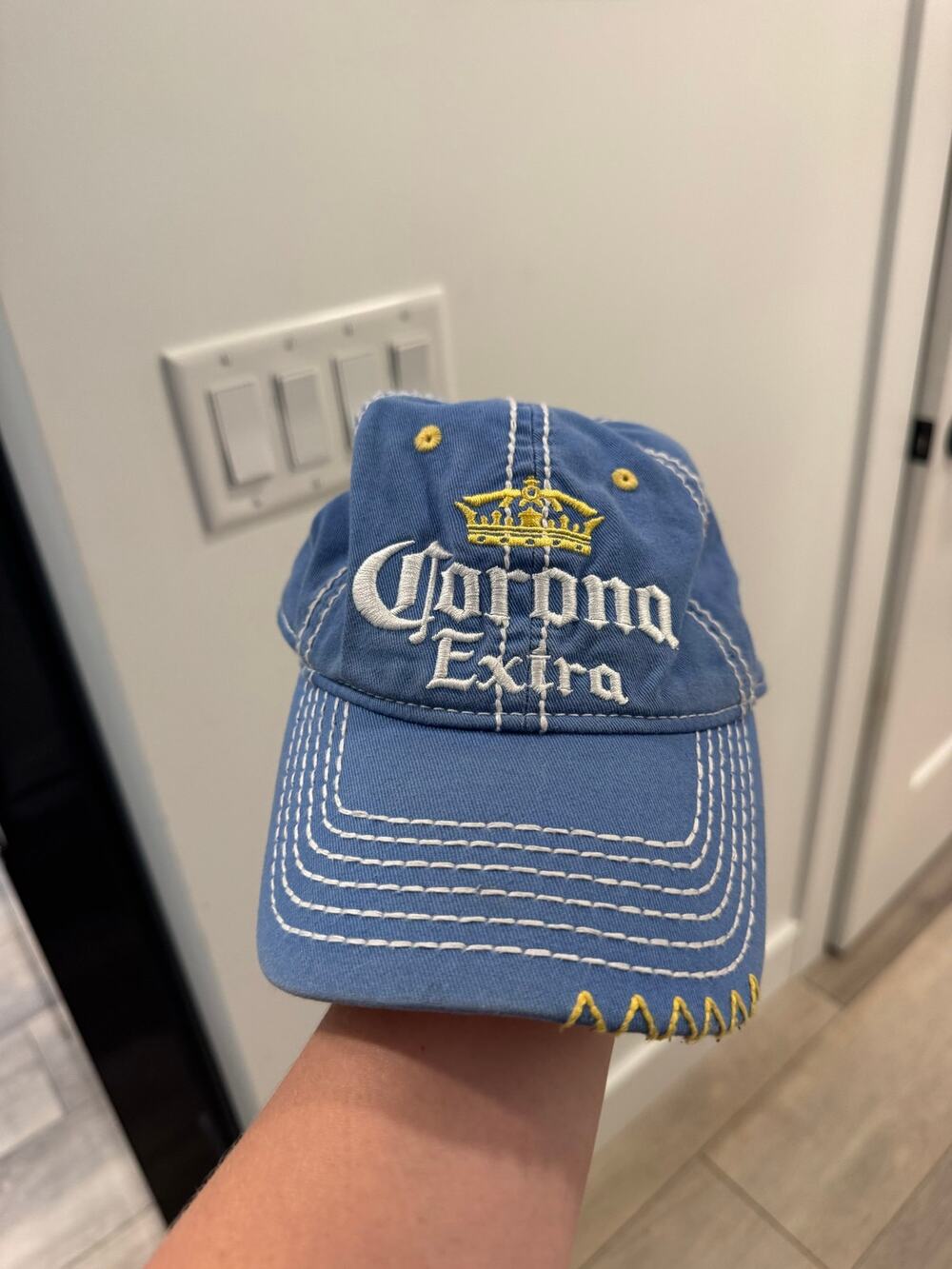 Corona extra ball cap baby blue and yellow